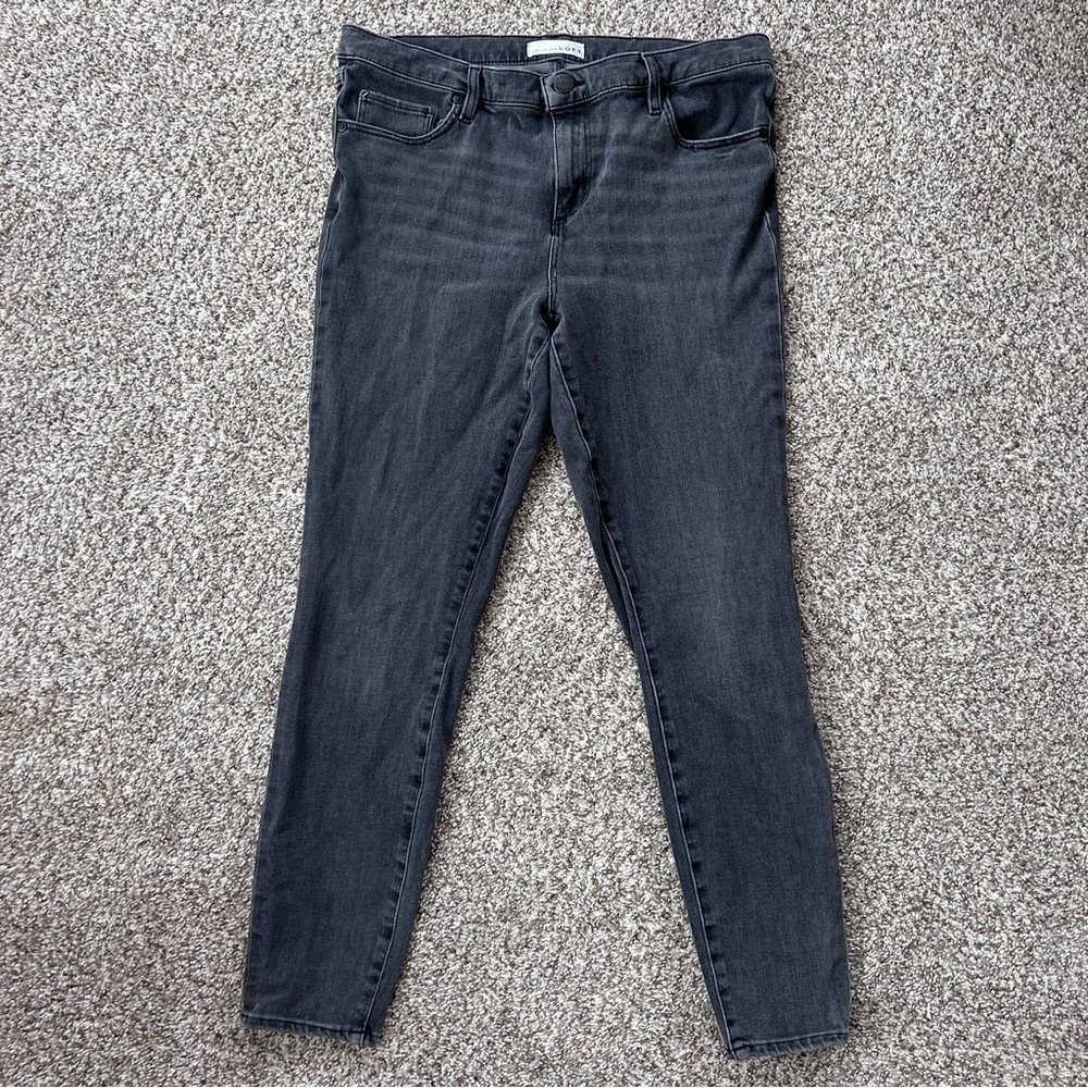 LOFT Black Light Wash Skinny Jeans Jeggings Stretch Casual Neutral 31 12